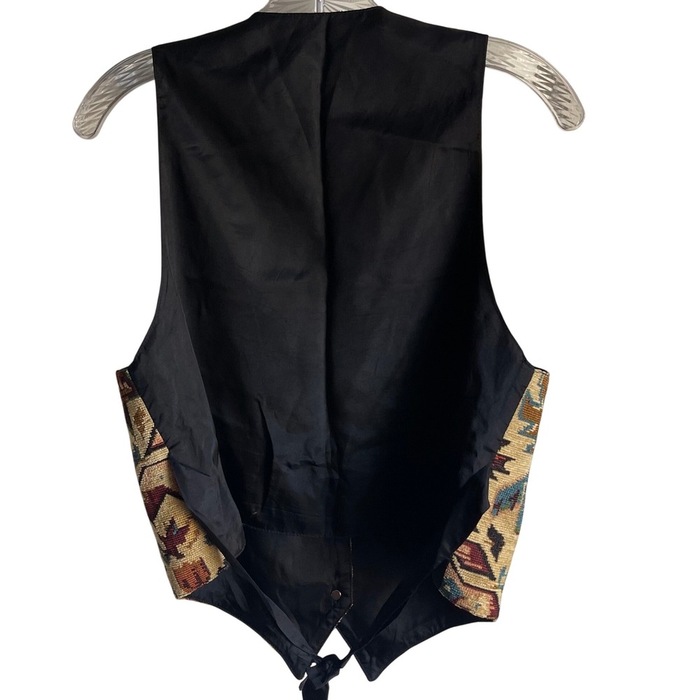 VTG Nadia made USA Italian Fabric Tapestry Vest M Western Aztec Boho Cowboycore - Picture 3 of 8